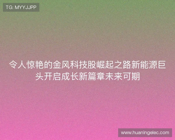 令人惊艳的金风科技股崛起之路新能源巨头开启成长新篇章未来可期
